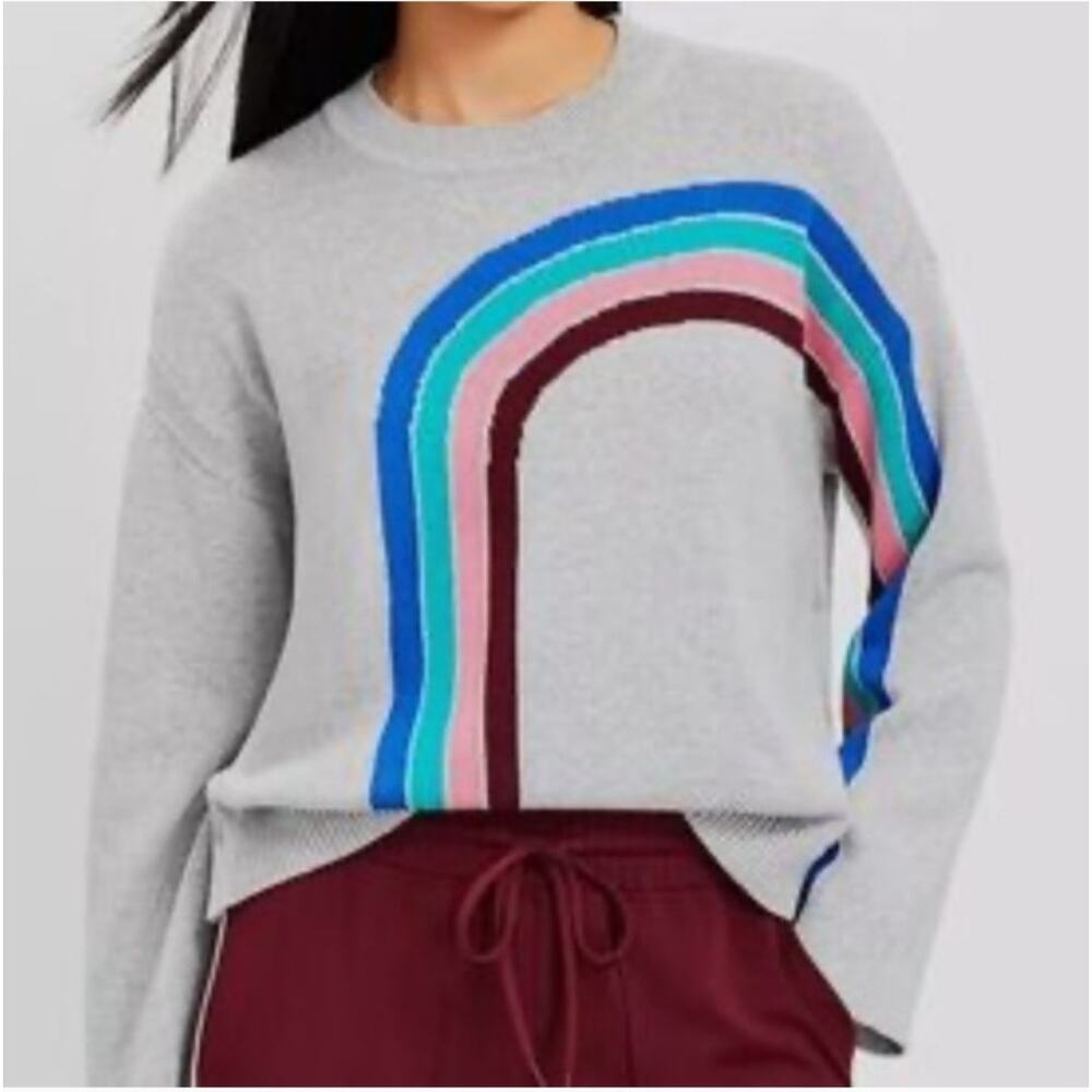 Lou & Grey Womens Rainbow Arc Sleeve Crew Neck Pullover Sweater Size Medium